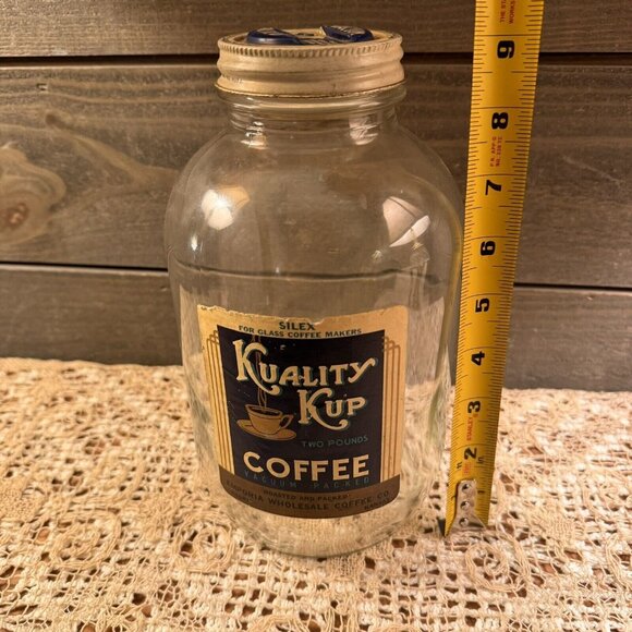 Vintage 1940s KUALITY KUP GRAPHIC COFFEE JAR 2 POUND EMPORIA KANSAS - Picture 11 of 12